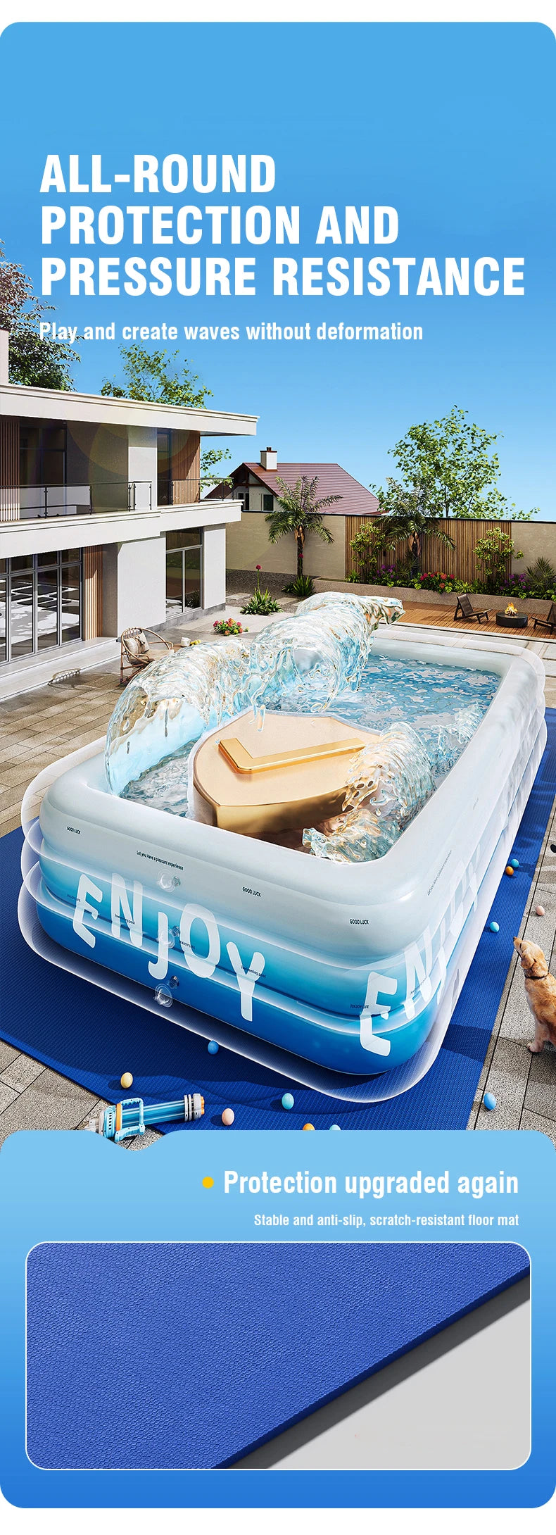 Inflatable Pool 3/2.6/2.1M Large Family Pools Swimming Pool with Canopy Children's Outdoor Removable Basen Toys for Kids Adult