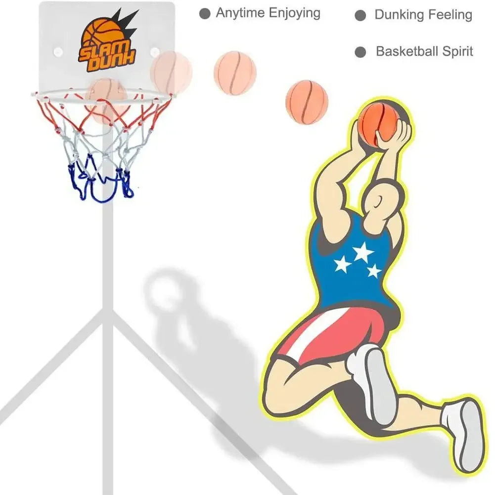 Mini Indoor Basketball Hoop with 2 Balls, Suction Cup Wall Mounted Basketball Backboard, Sports Toy for Kids Boys Girls